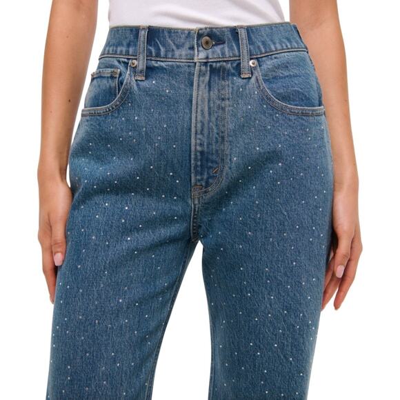 Abercrombie & Fitch High Rise The Loose Jean Rhinestone Jeans Size 34 Short NWT - Picture 3 of 13